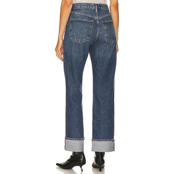 AGOLDE Low Slung Easy Straight Jeans Size 29 Control Wash Cuffed Denim - Picture 2 of 10